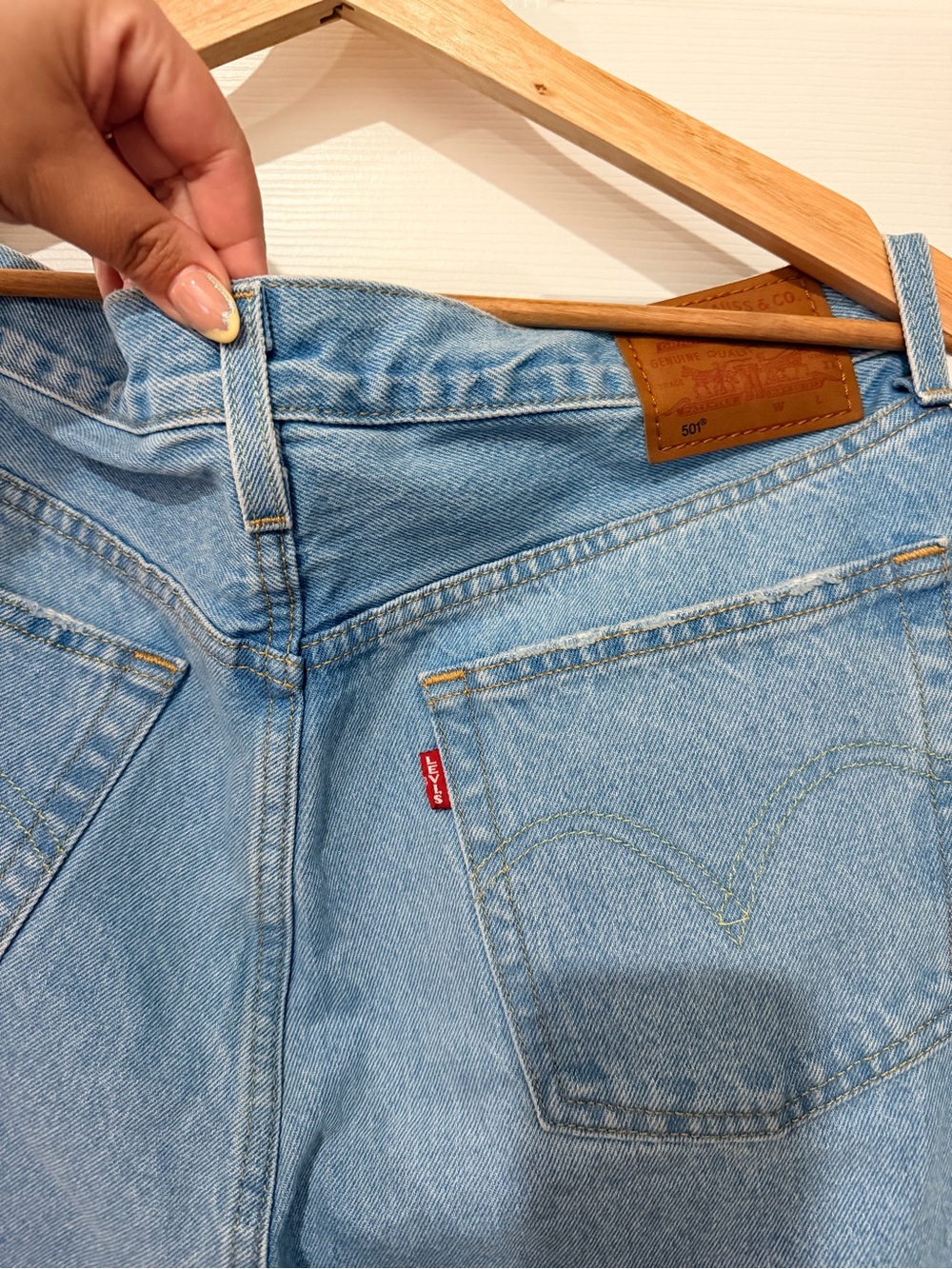 Levi's Light Blue Distressed Straight Leg Jeans - Picture 3 of 8
